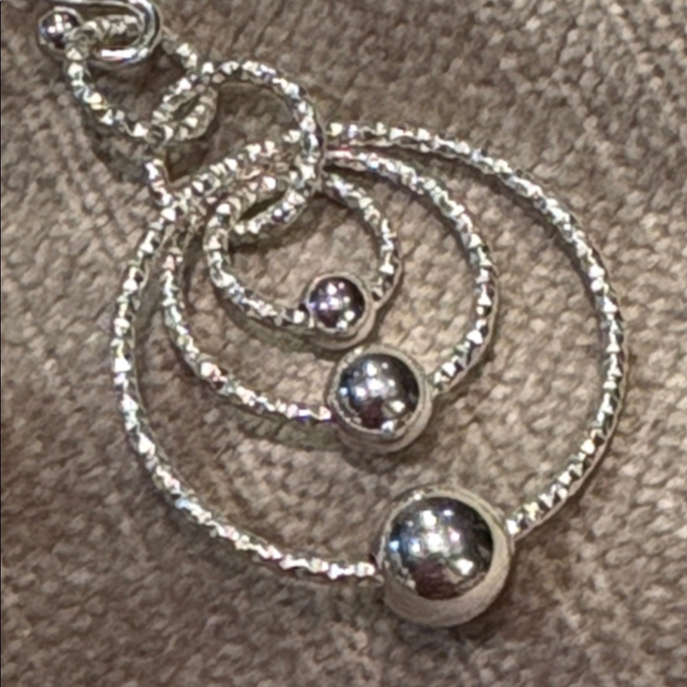 Sterling Silver 925 Chic Silver Triple Hoop & Ball Earrings NWOTS - Picture 2 of 6